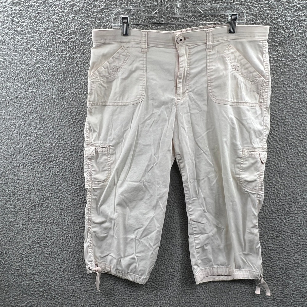 Womens Cargo Capri Pants 14 Cropped Utility Pocketed Classic Casual Travel Work